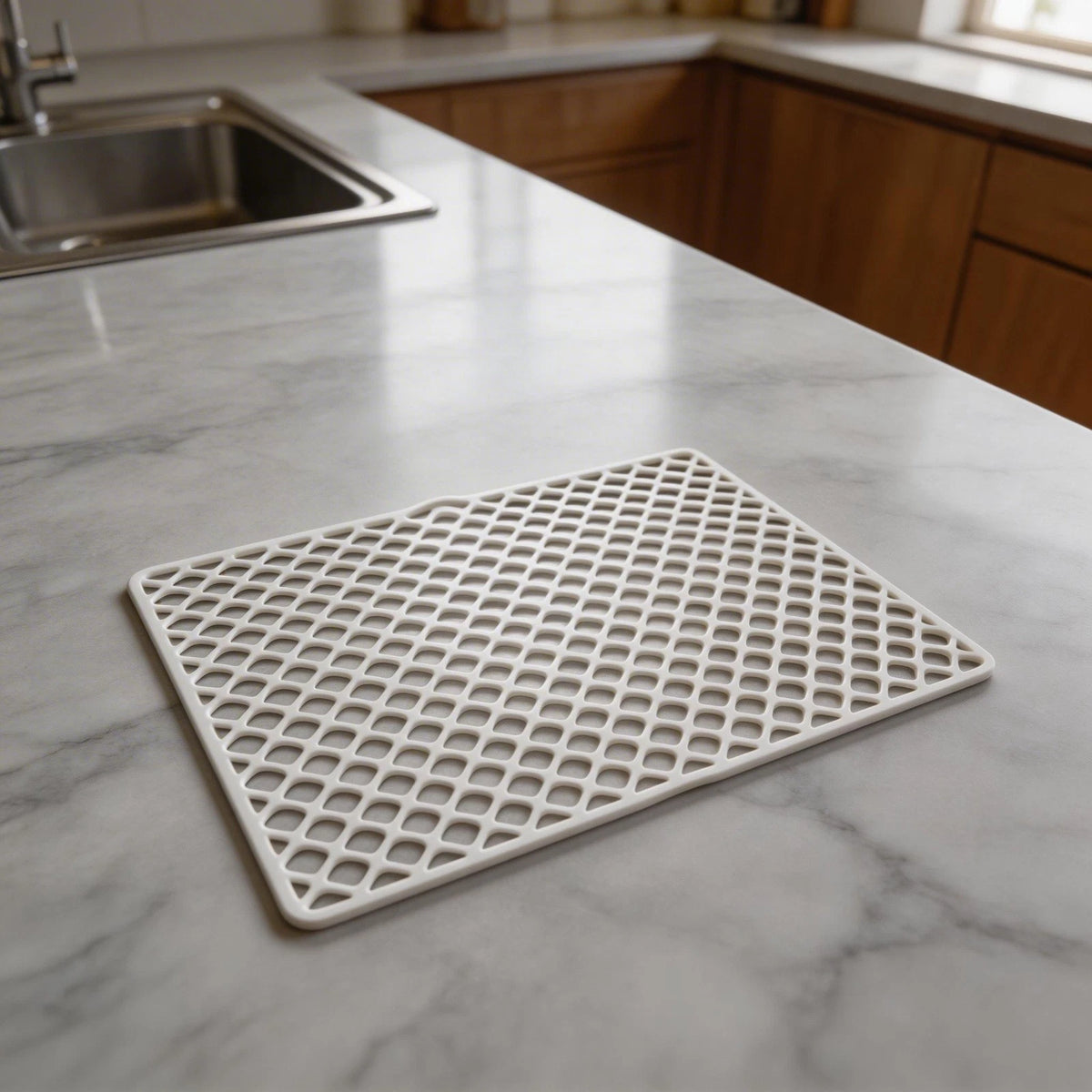 Non Slip Silicone Sink Mat for Kitchen (Protects Against Accidental Drops)