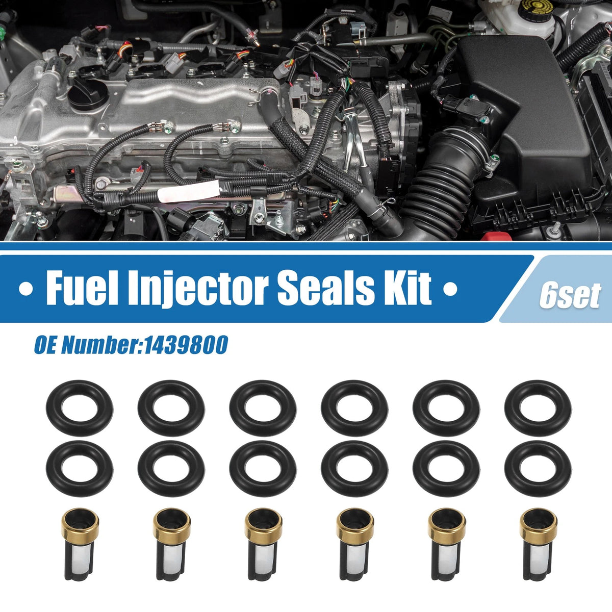 6 Fuel Injector O Ring Seal Kit with Micro Filter for BMW X3 X5 (2004–2013)