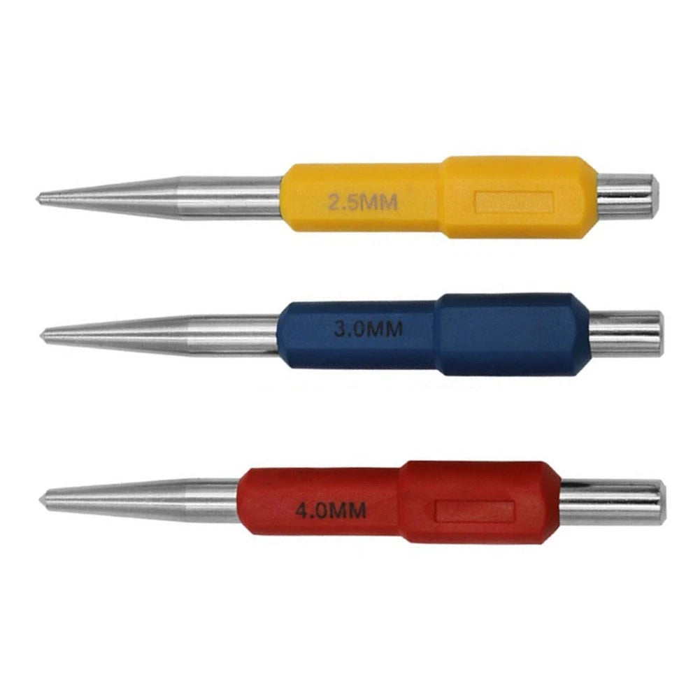 Set of 3 Centre Punch Tools for Precise Positioning 2.5mm 3.0mm 4.0mm