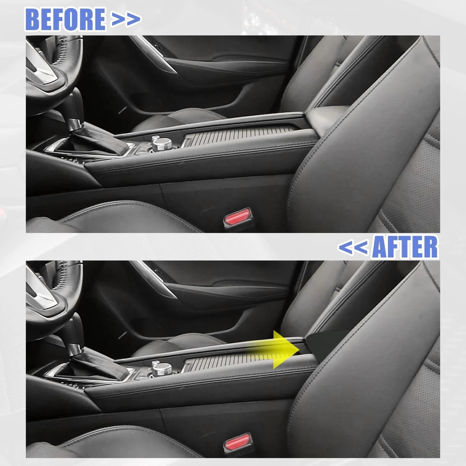 Armrest Protector Cover Replacement for Mazda 6 (2014–2018) Black Stitched