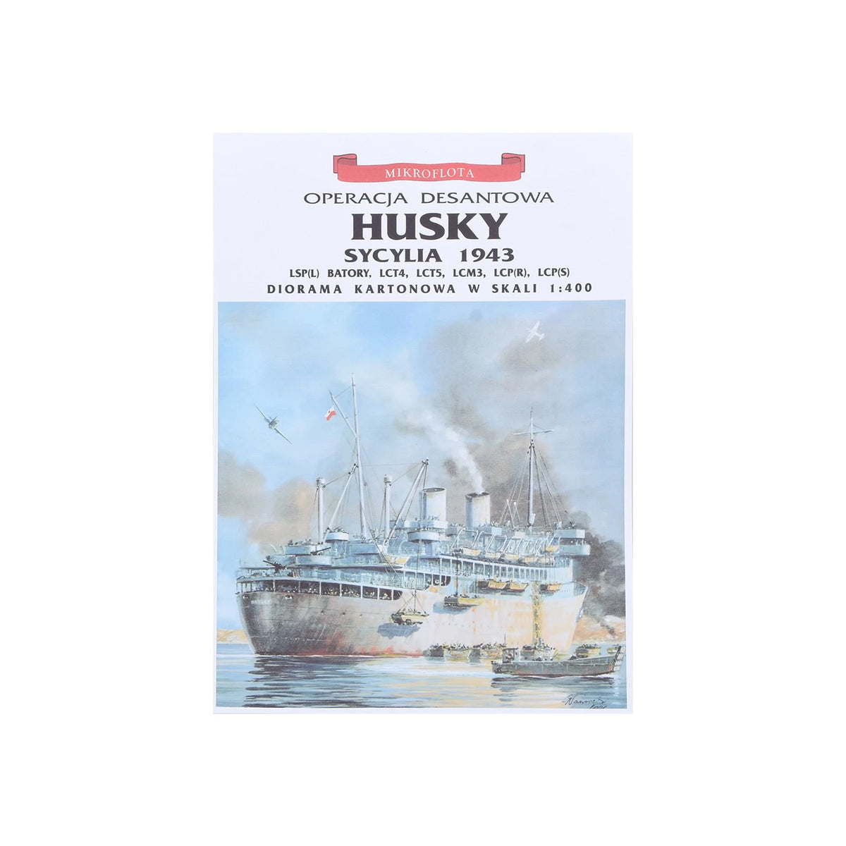 DIY 1/400 Husky Transport Ship Paper Model with 5 Landing Ships