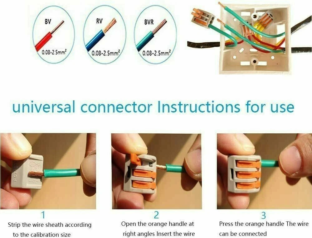 60pcs Terminal Block Lever Wire Connector Cable Clamp Nuts