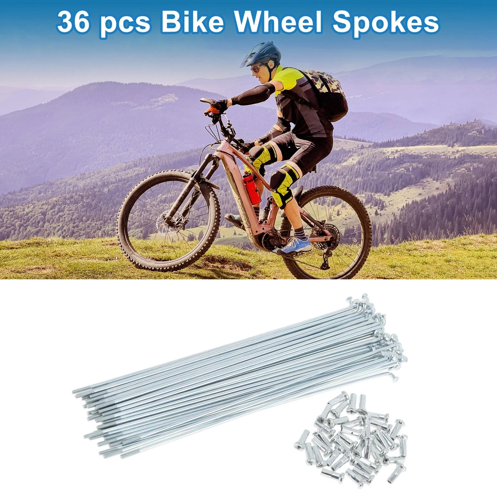 Set of 36 Bicycle Spokes 165mm Galvanized Carbon Steel for Universal Use