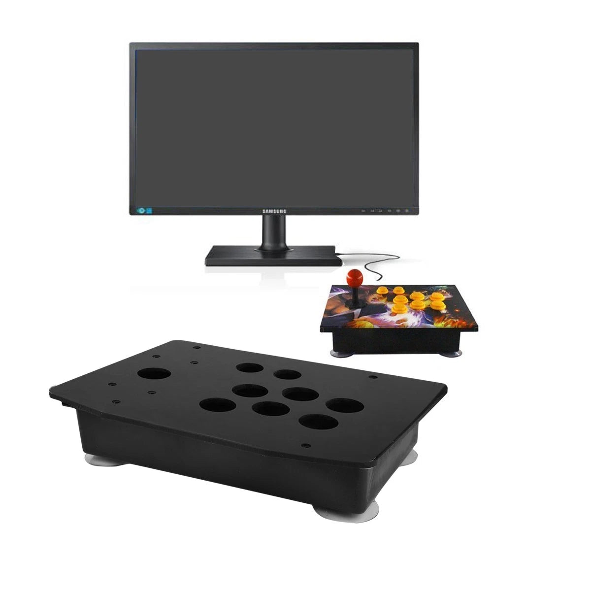 Black Acrylic Panel with Case Screws for Arcade Game Joystick (PC)