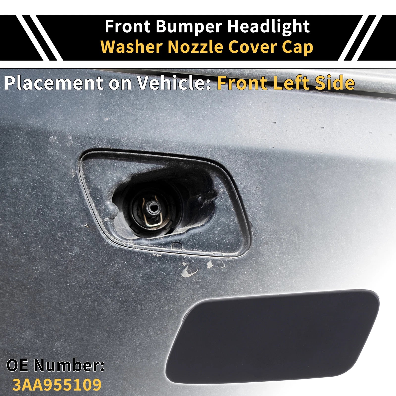Left Bumper Headlight Washer Nozzle Cover for VW Passat 3C B7 (2010–2015)
