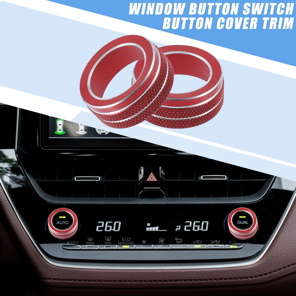 AC Control Switch Knob Cover Trim Replacement for Toyota Corolla (2020–2022) Red