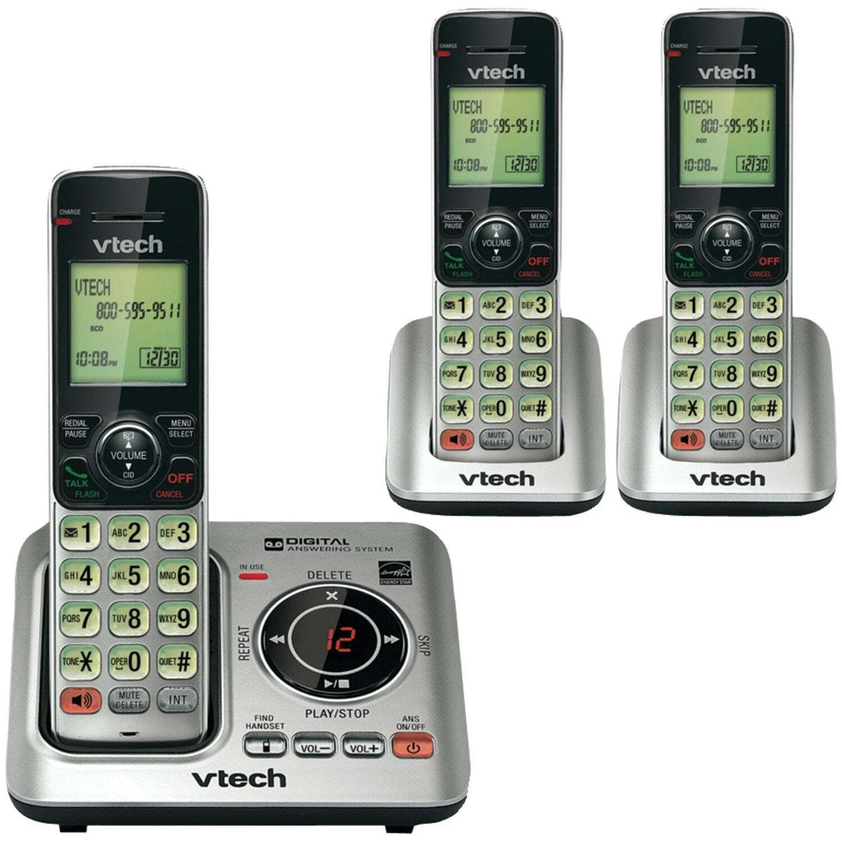 3-Handset DECT 6.0 Speakerphone for VTech VTCS6629-3 (Opened)