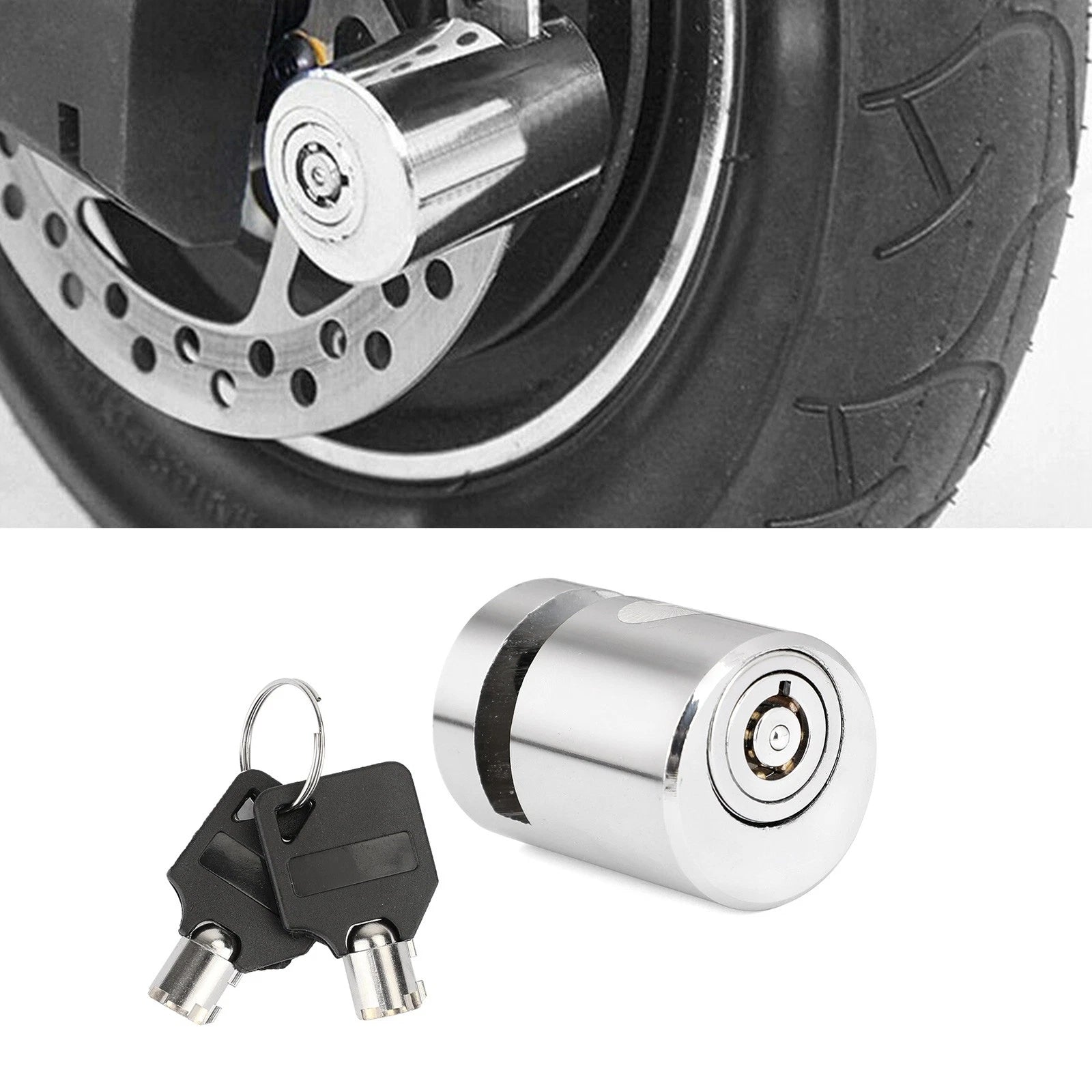 Anti-theft Disc Brake Lock for Motorcycle Bicycle (Silver)