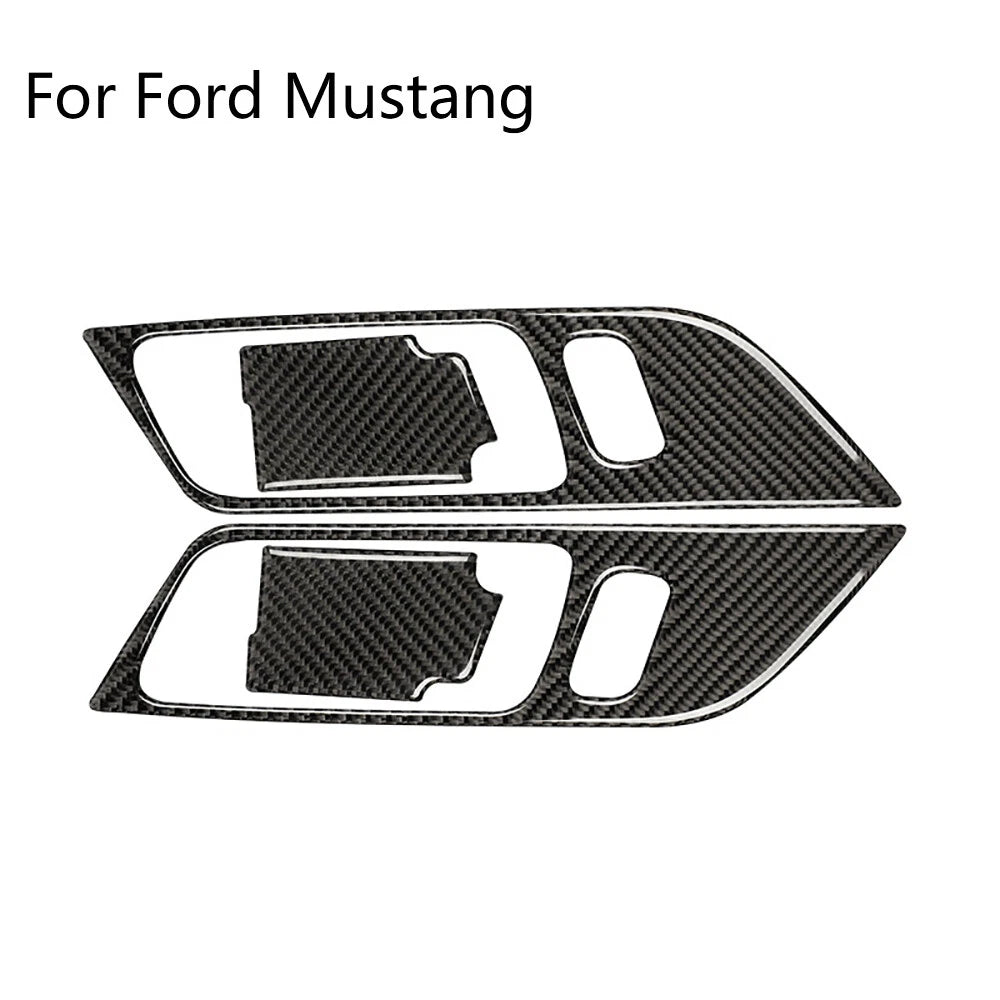 Carbon Fiber Interior Door Handle Cover Trim Kit for Ford Mustang (2015–2020)