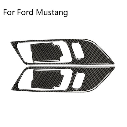 Carbon Fiber Interior Door Handle Cover Trim Kit for Ford Mustang (2015–2020)