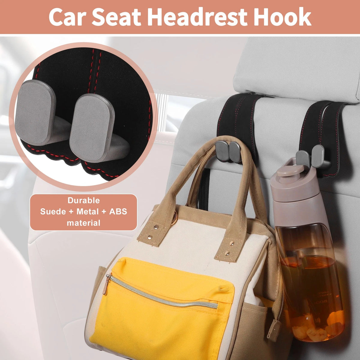 Set of 2 Car Seat Headrest Hooks for Universal Fit (2010–2023)