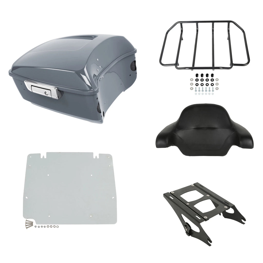 Trunk Backrest Plate Mount Rack for Harley Touring (2014–2026) Gunship Gray
