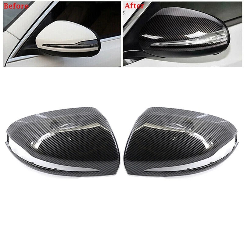 Set of 2 Mirror Cover Caps for Mercedes-Benz W205 W213 W222 W253 (2014–2018) Carbon Look LHD