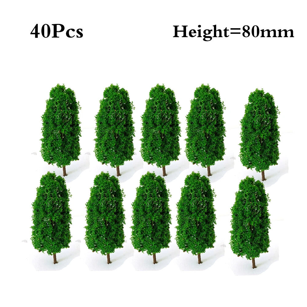 40Pcs Model Trees for DIY Train Railroad Layout Diorama HO OO Scale 8cm