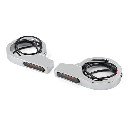 Chrome LED Fork Turn Signal Light Indicator for Harley Suzuki