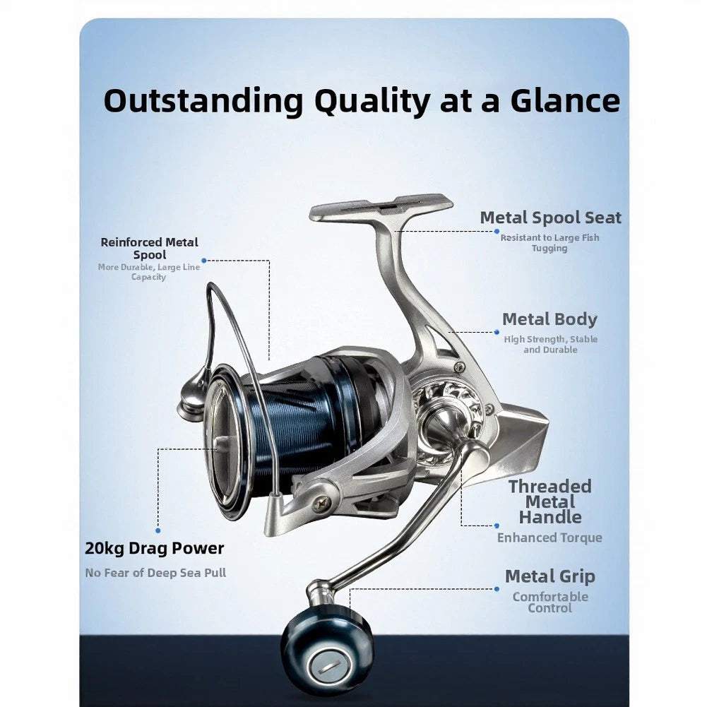 20kg Drag Metal Reel for Smooth Retrieval and Dual Guide Ring Stability