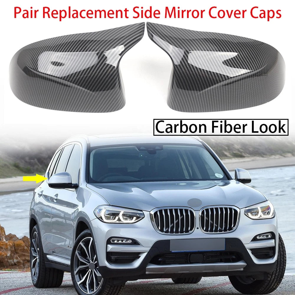 2X Carbon Look Mirror Cover Caps for BMW X3 X4 X5 X6 X7 (G01 G03 G06)