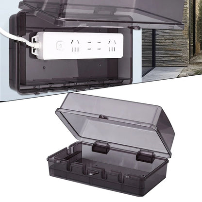Outdoor Socket Waterproof Box for Power Strips (Large Space, Black)