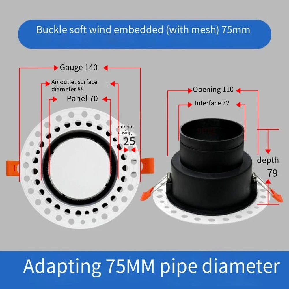 ABS Round Ceiling Air Vent Diffuser for Duct Fit (75mm, 100mm)