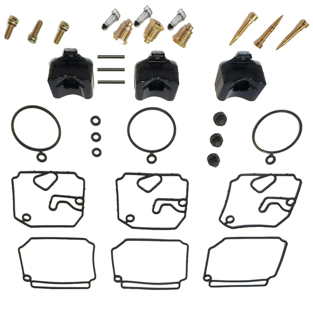 3-Pack Carburetor Rebuild Kit for Yamaha Outboard 40Hp/50Hp (1989–2009)