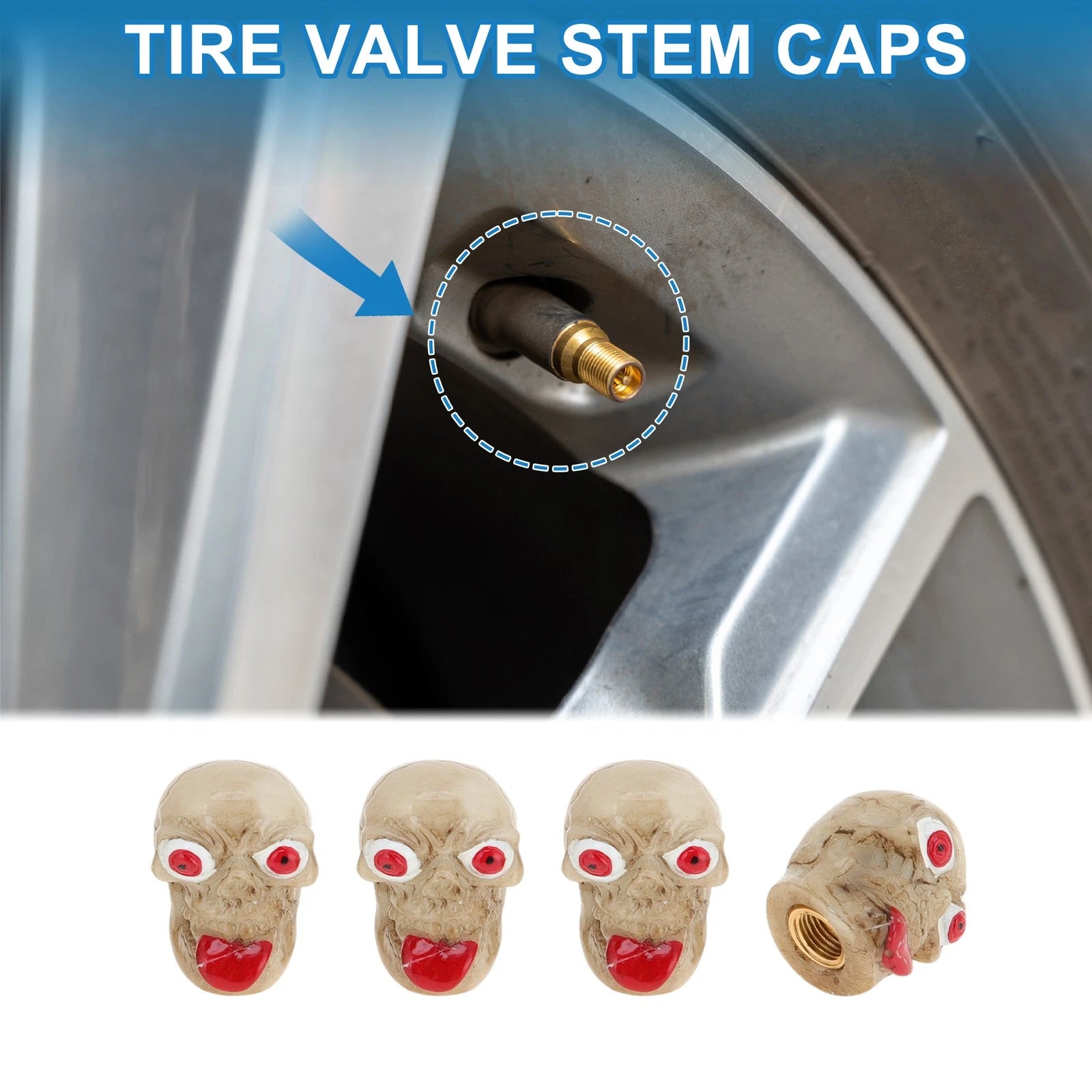 Tire Valve Stem Caps Replacement Dust Covers Beige for Car Bicycle (4 Pcs)