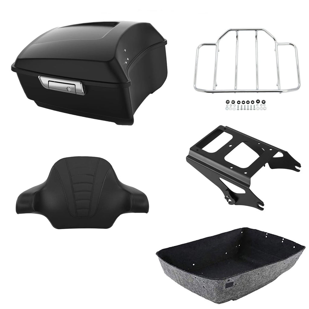 Matte Black Trunk Backrest Pad Mount Rack for Harley Road Glide (2009–2013)