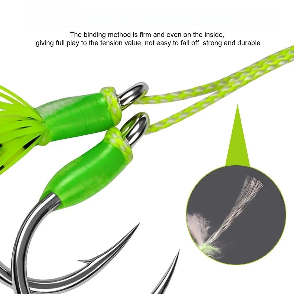 2X Carbon Steel Lure Assist Hooks for Slow Jigging Techniques