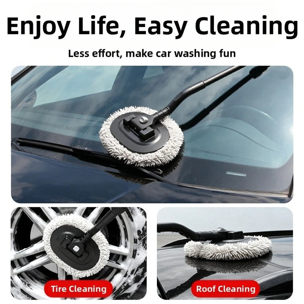 Extendable Chenille Car Wash Mop for Universal Use (80-120cm, 15 Degree Bend)