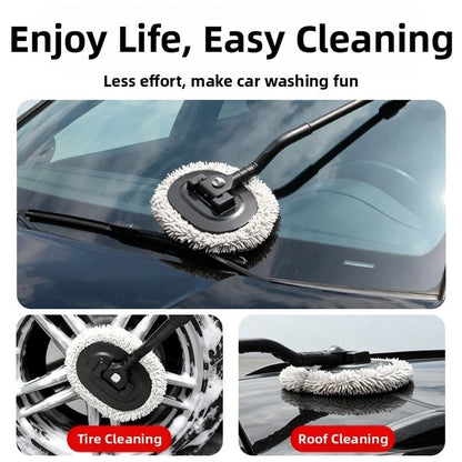 Extendable Chenille Car Wash Mop for Universal Use (80-120cm, 15 Degree Bend)