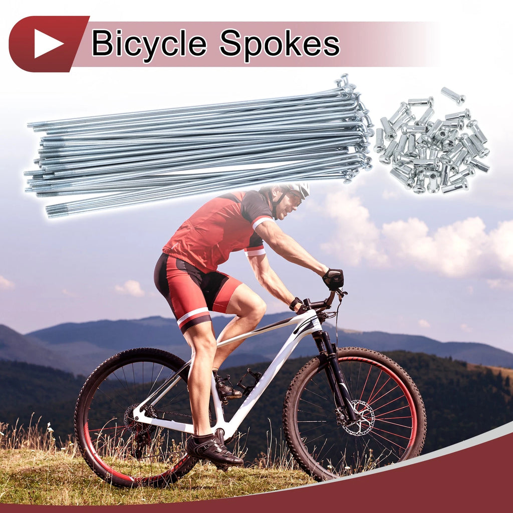 Bicycle Spokes Replacement Set Galvanized Steel 159mm for 26 Inch Wheels (—)