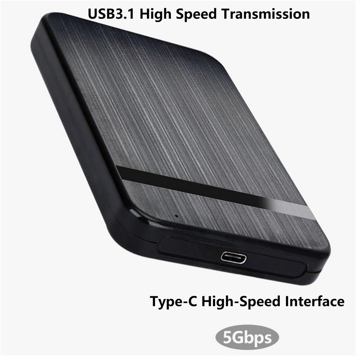 USB-C 3.1 Enclosure for SATA Hard Drive 2.5 Inch (External Case)