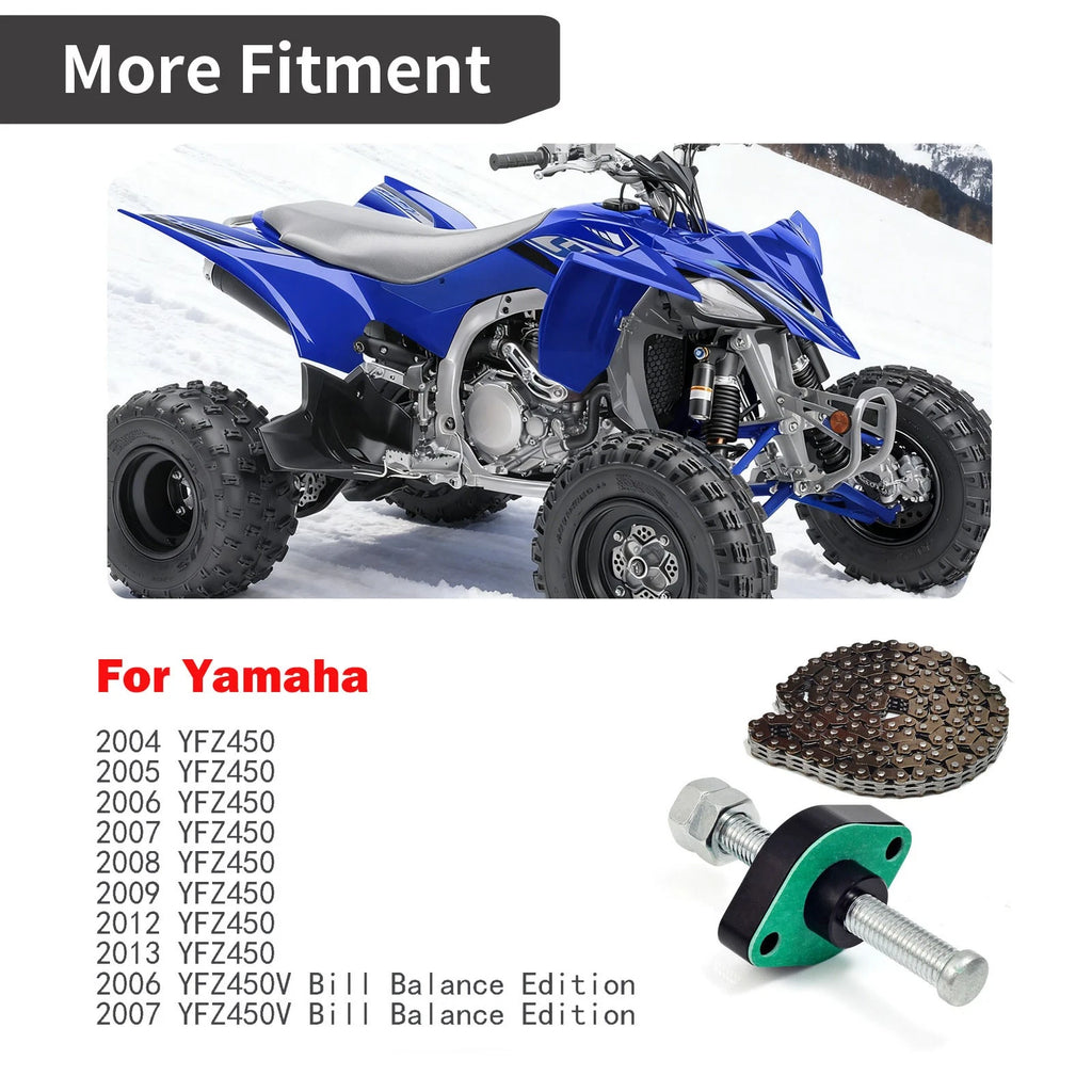 Cam Timing Chain + CNC Manual Tensioner for Yamaha YFZ450 (2004–2013)