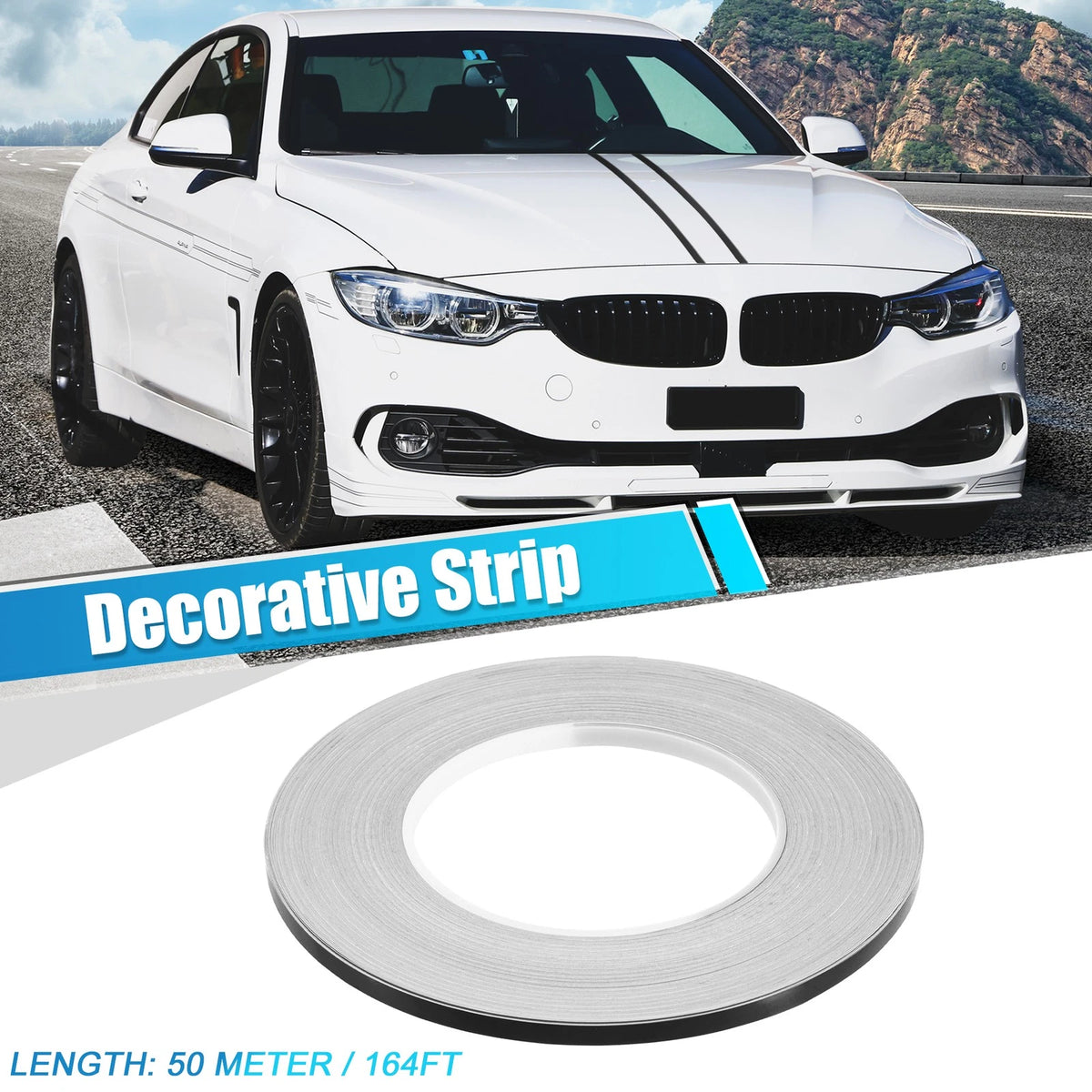 Decorative Waterproof Strips Black Car Motorcycle 0.2 Inch 164 ft Length