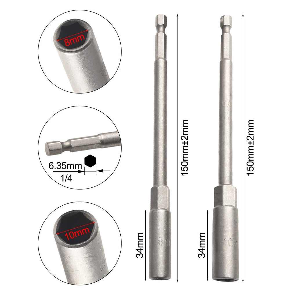Heavy Duty Hex Socket Nut Driver Set (150mm Length)