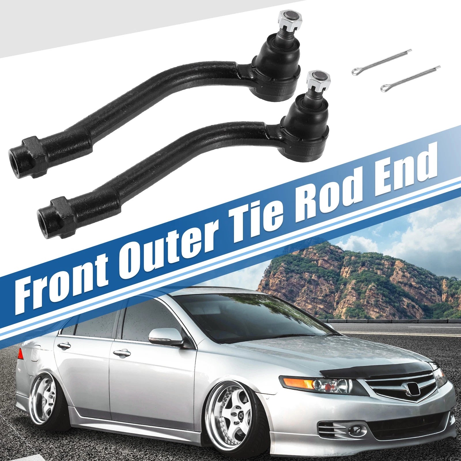 2pc Front Outer Tie Rod End Links Replacement for Hyundai Kia (2005–2020)