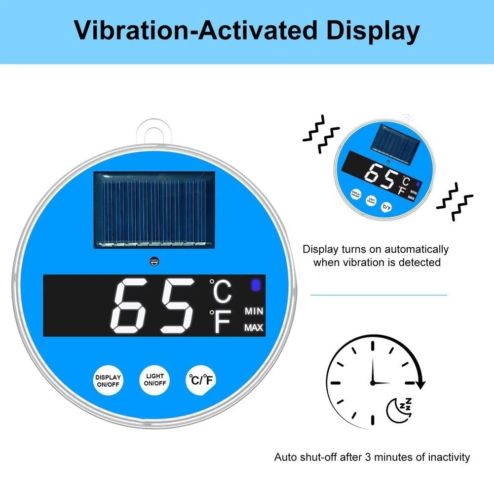 Digital Solar Pool Thermometer with Max Min Temperature Tracking