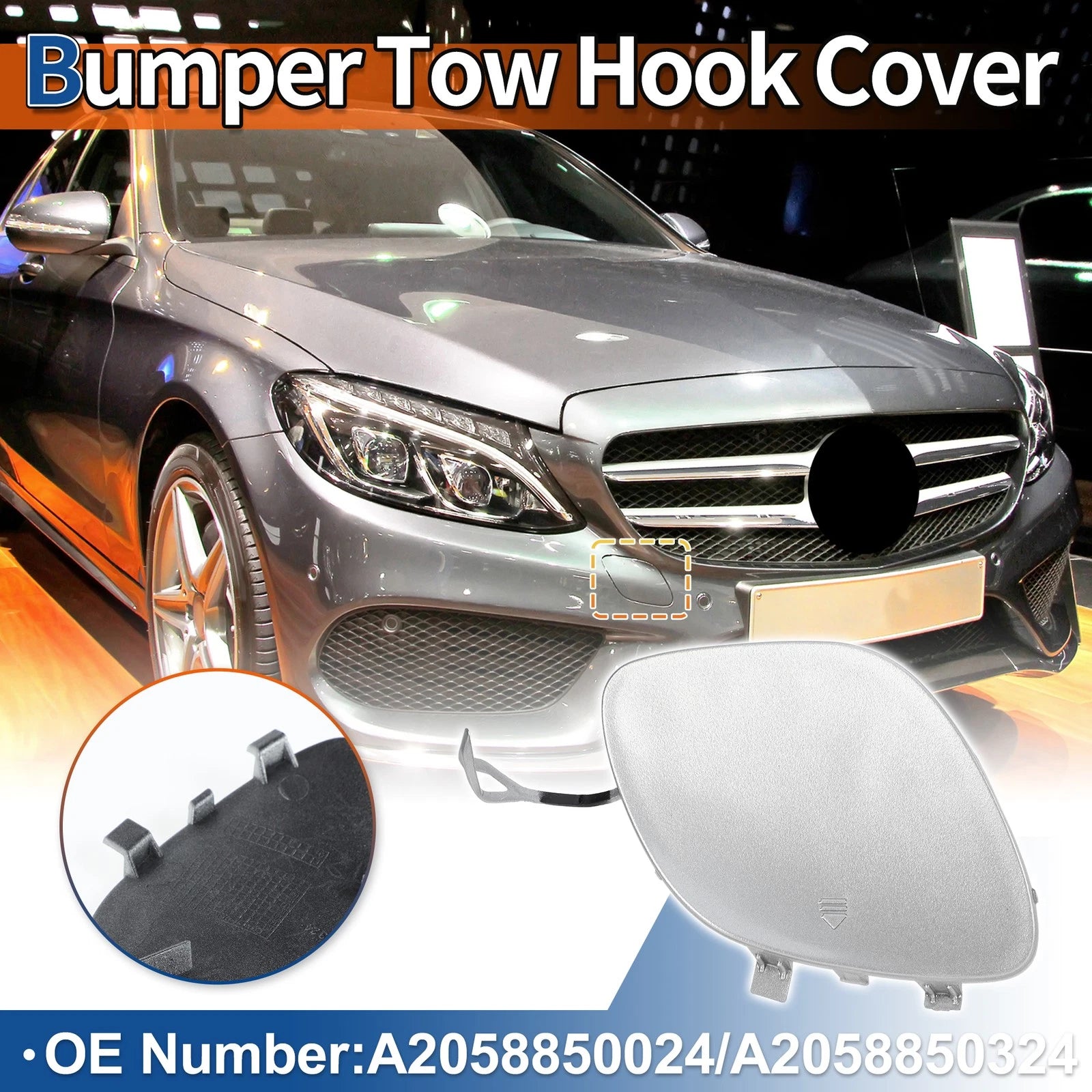 Front Tow Hook Cover Replacement for Mercedes-Benz C43 AMG (2015–2021)