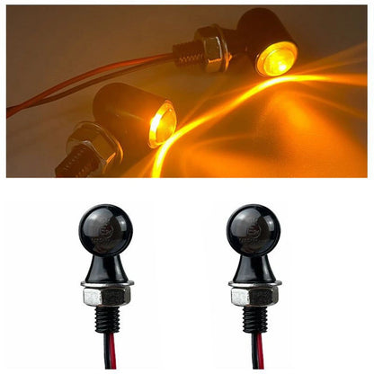 2Pcs Smoke Motorcycle Turn Signals Blinker Light Amber Mini Indicator Lamp 12V