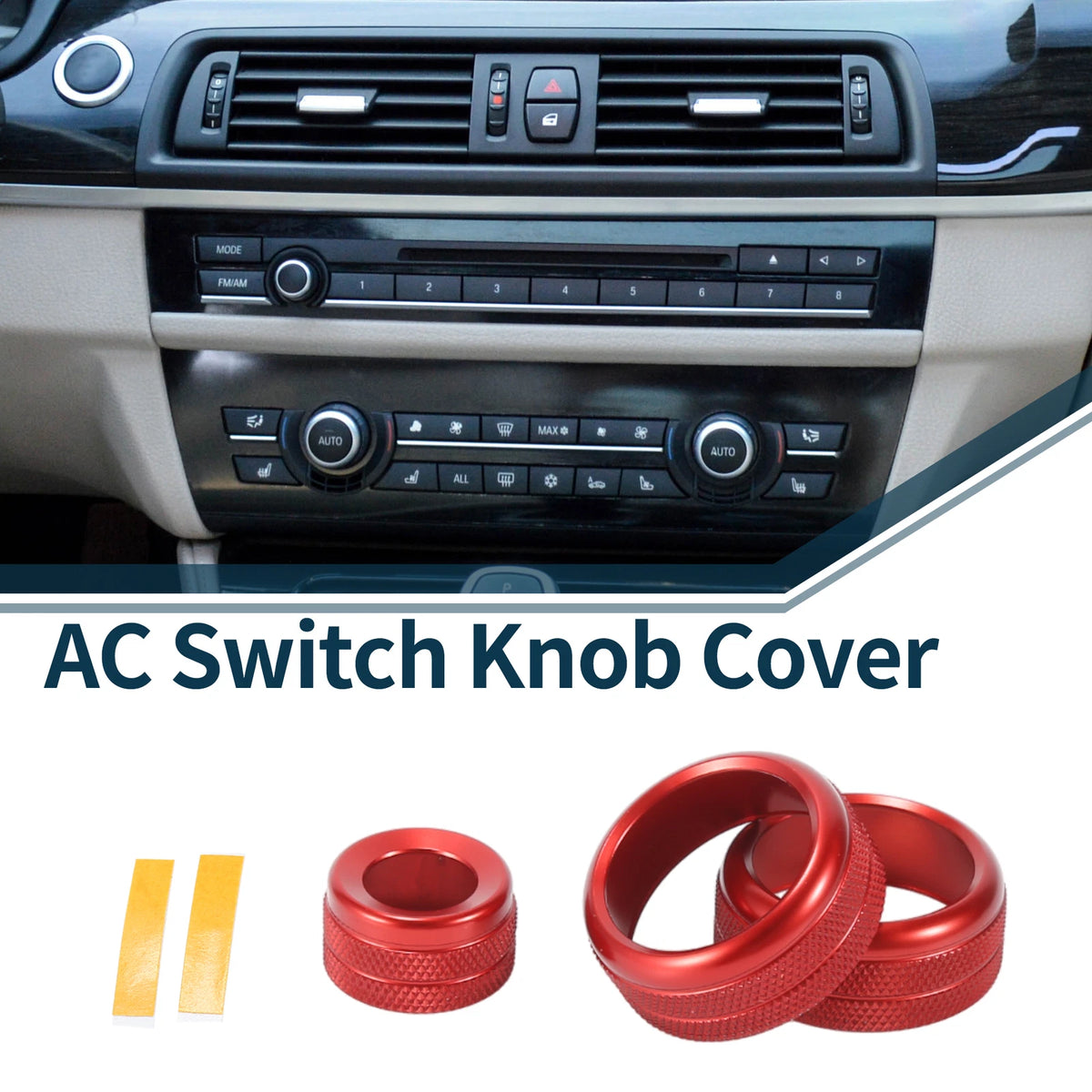 AC Media Switch Knob Cover Red 3 Pcs Replacement for BMW 1 2 3 4 Series (F20–F33)