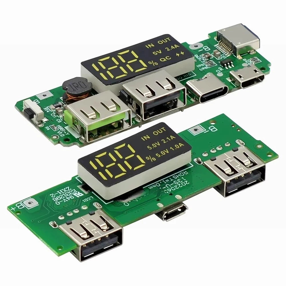 Power Bank Module PCB with Digital Display Dual USB 5V2.4A for Universal Use