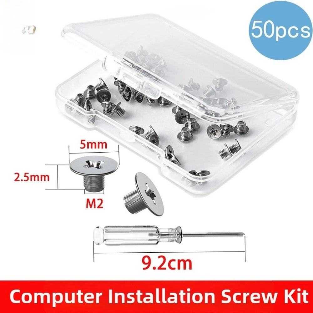 50pcs M2 x 0.4mm Flat Head Machine Screws with Magnetic Screwdriver
