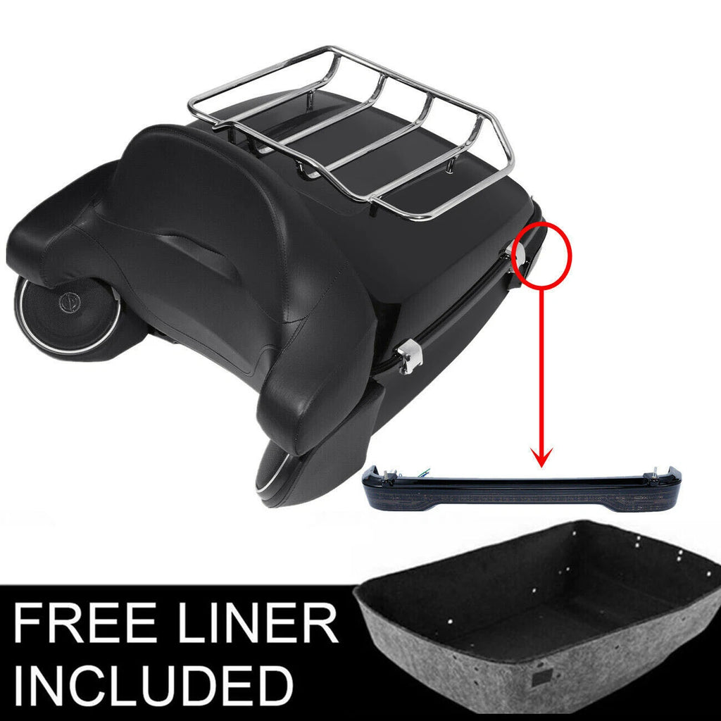 Matt Black King Trunk Rack LED Tail Light for Harley Touring (2014–2023)