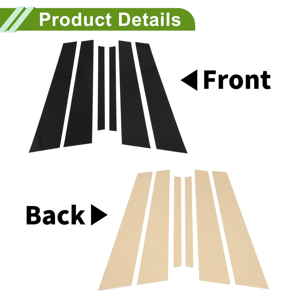 6 Pcs Door Pillar Window Trim Replacement for BMW 5-Series (2011–2017) Black
