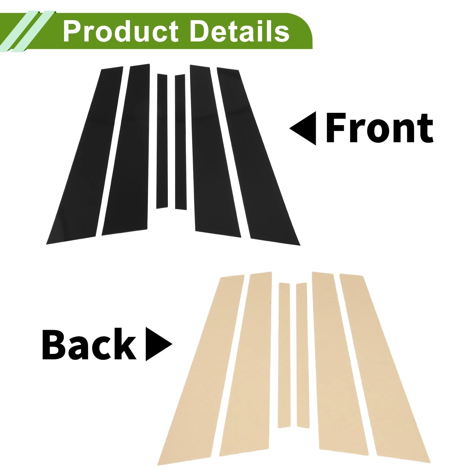 6 Pcs Door Pillar Window Trim Replacement for BMW 5-Series (2011–2017) Black