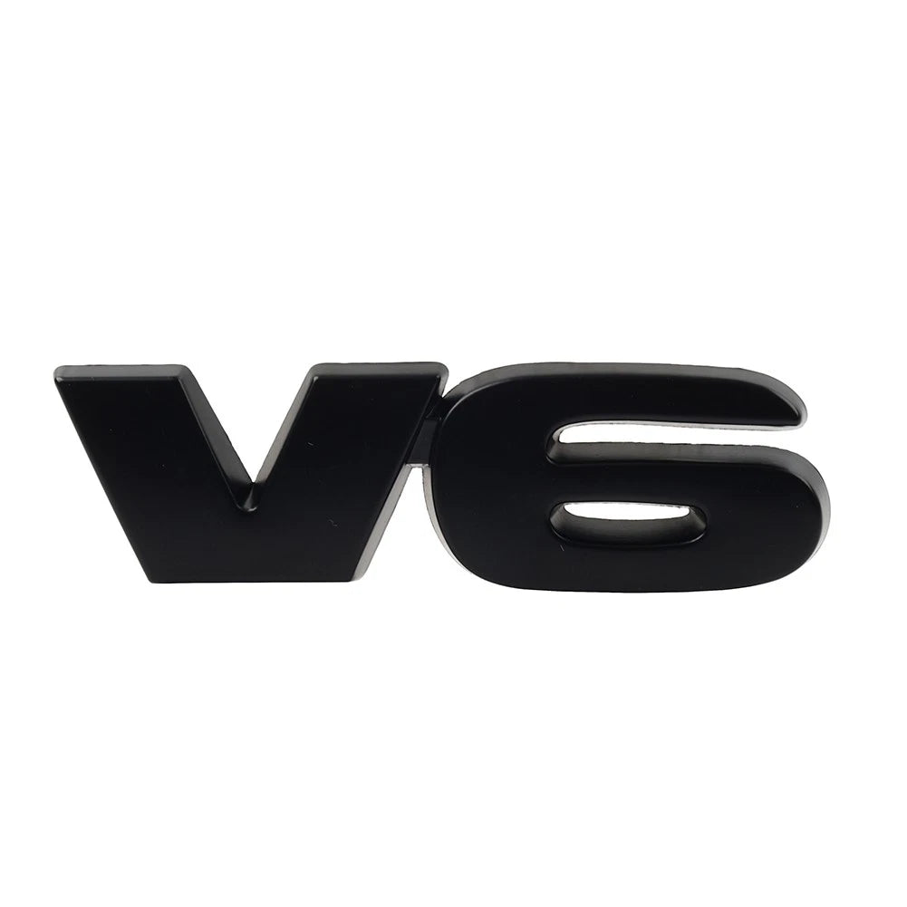 3D Black Metal V6 Logo Emblem for Universal Car Fender Trunk Engine