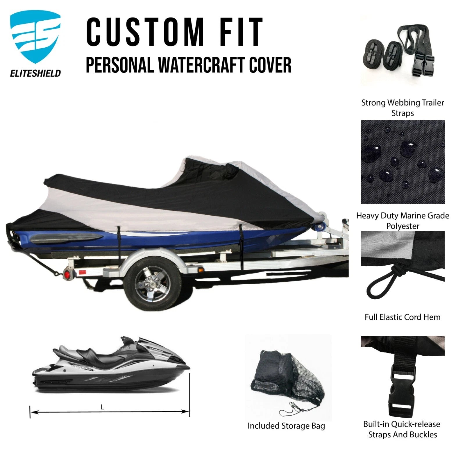 Custom Fit Trailerable Jet Ski Cover for Sea Doo LRV (2000–2003)