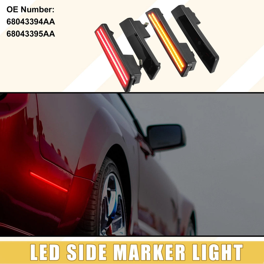 LED Side Marker Light Front Rear 2 Pair for Dodge Amber Red (2011–2020)