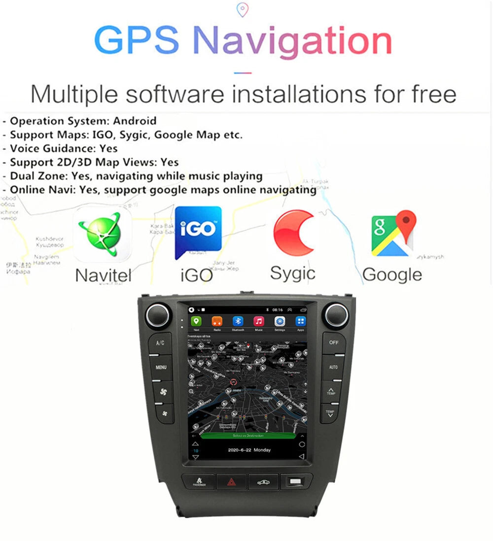 9.7'' Android Car Stereo Radio GPS for Lexus IS IS300 IS300C IS350 (2005–2012)
