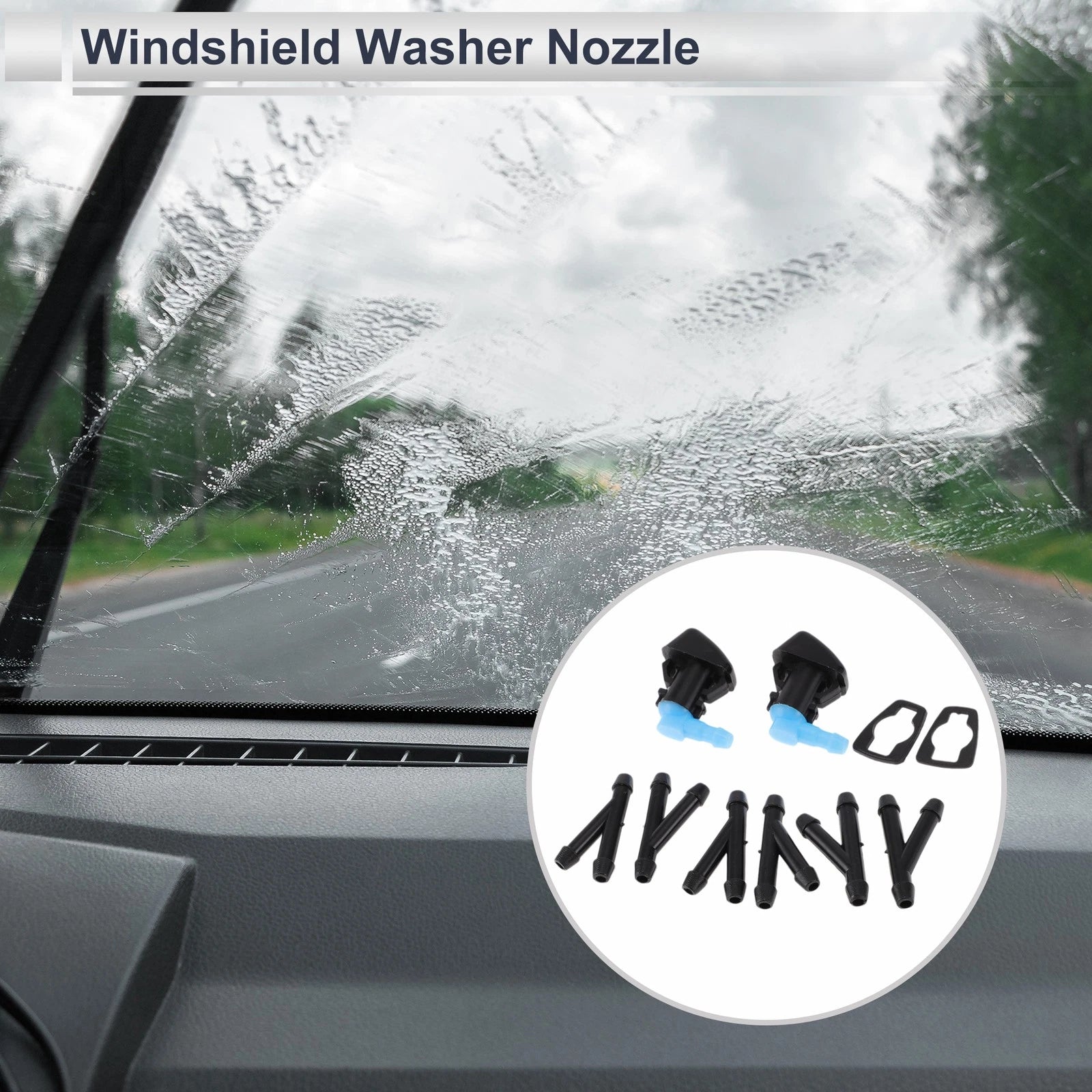 Windshield Washer Nozzle Set with Hose Connector for Dodge Ram (2002–2010)