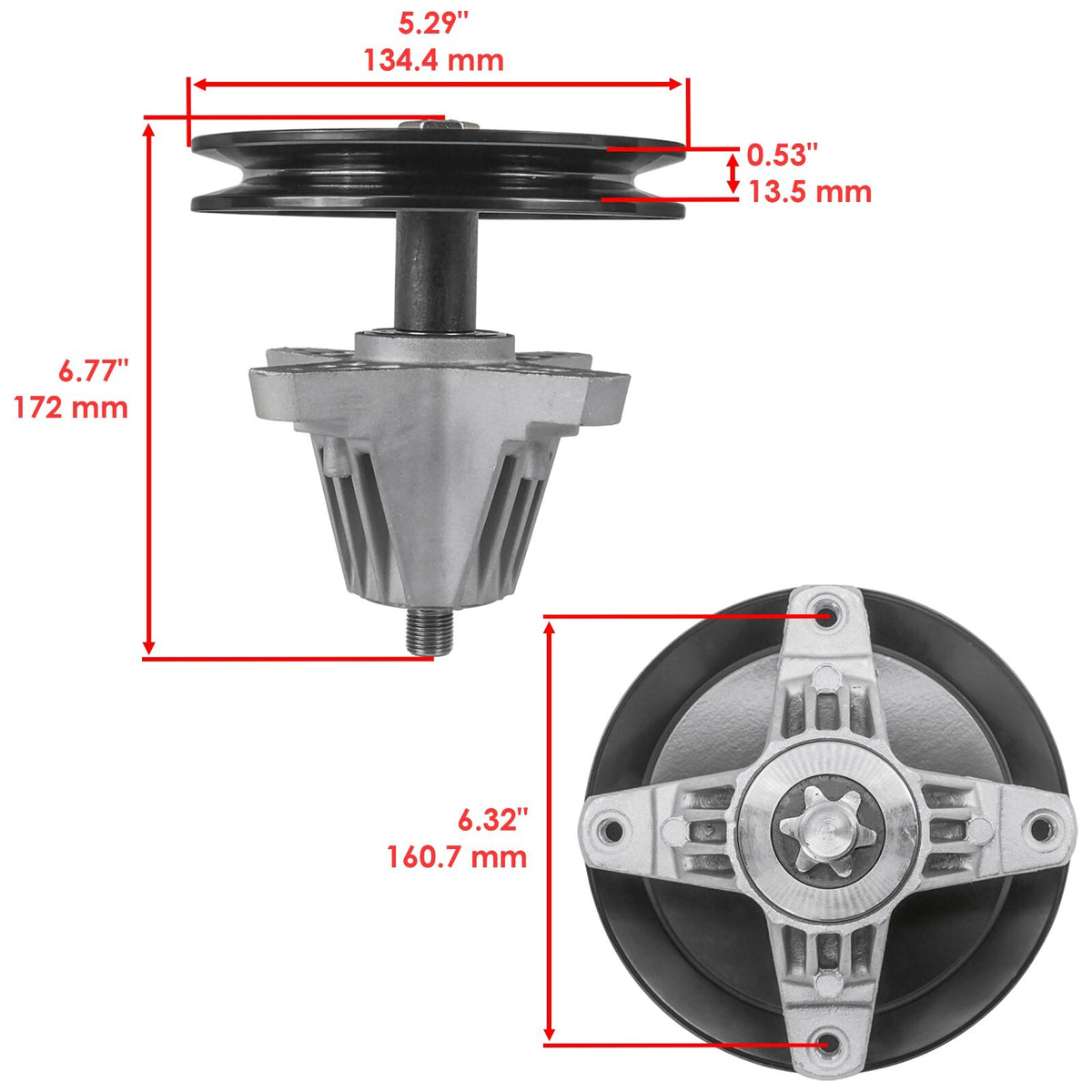 Deck Spindle Pulley and Blade Set for Troy-Bilt Bronco 46X (2019–2024)